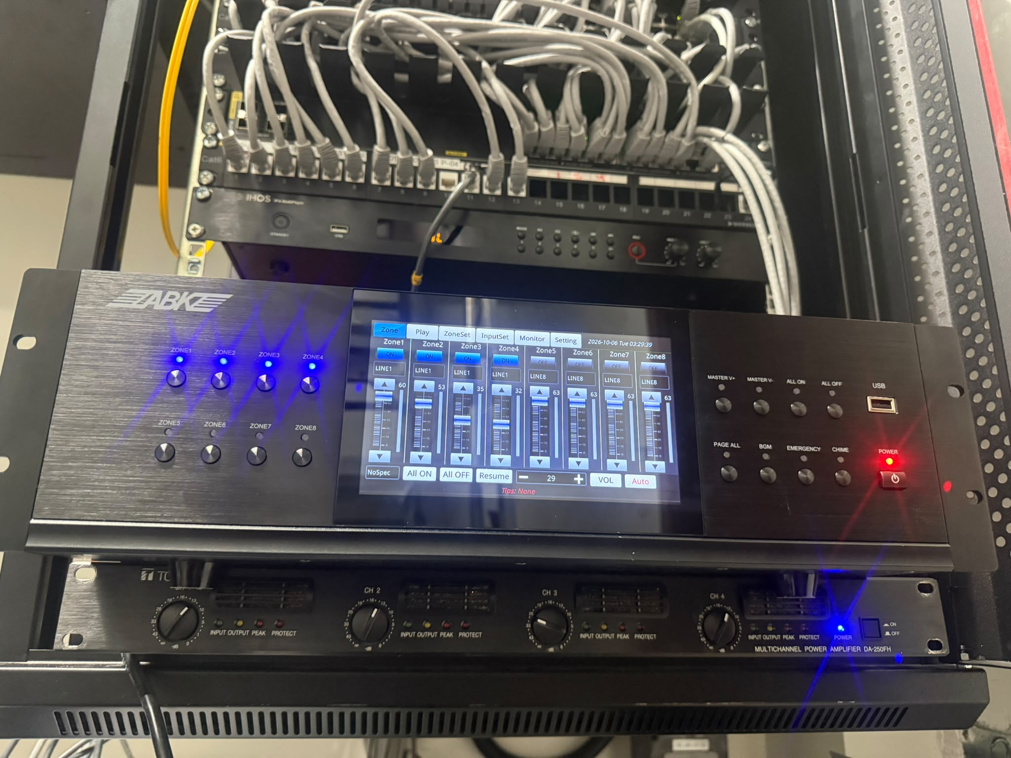 Installed ZABKZ controller and existing TOA DA-250FH amplifier at Nesto Hyper Market